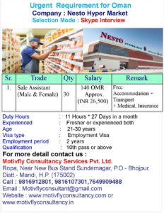 Sale Jobs in Oman