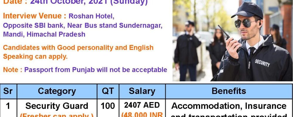 Security Guard Jobs in Dubai for Fresher