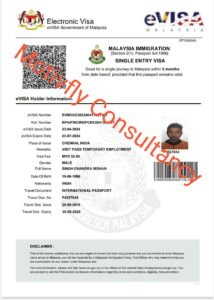 Chandra Mohan Singh- Malaysia Work permit